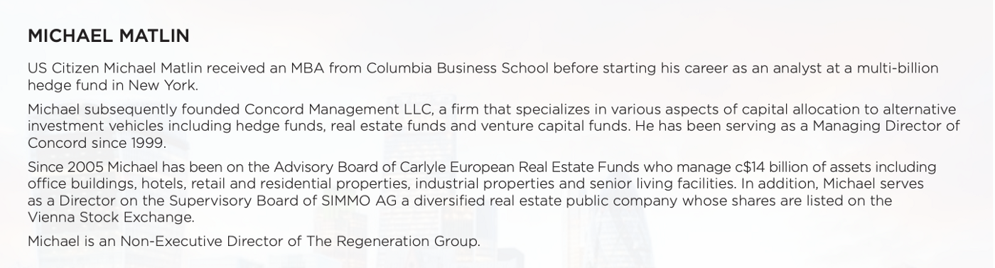 Michael Matlin Regeneration UK bio