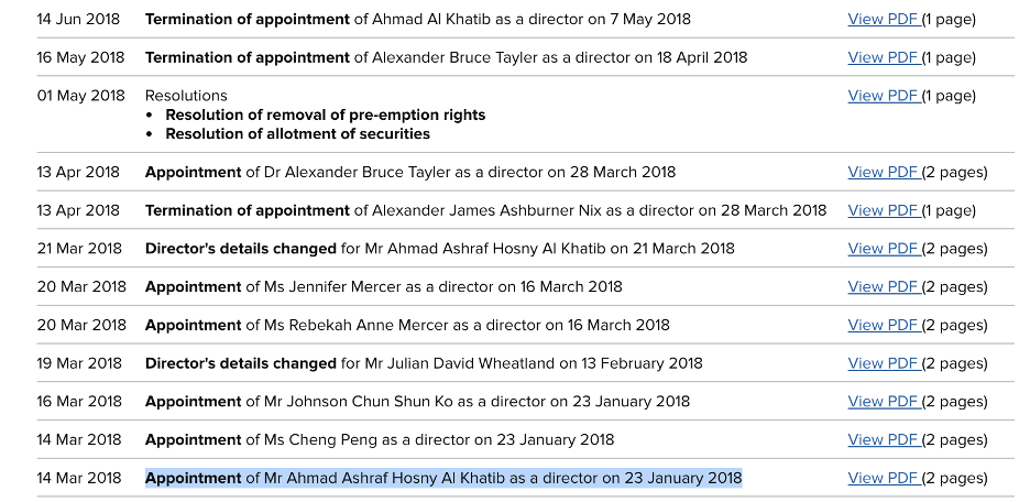 Ahmad Al Khatib appointment as director