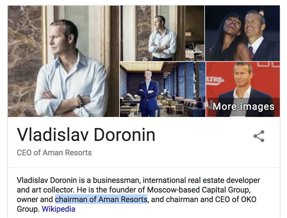 Aman chairman Vladislav Doronin