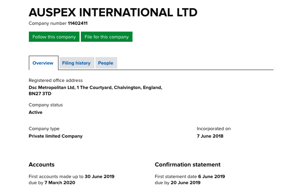 Auspex International Ltd