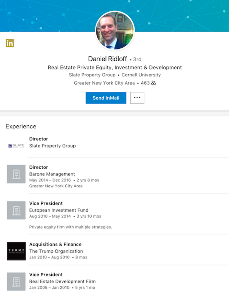 Daniel Ridloff LinkedIn page