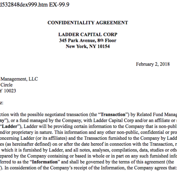 Ladder Capital Related Fund Management agreement