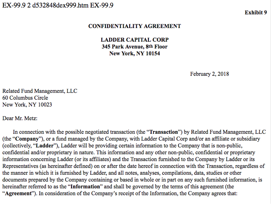 Ladder Capital Related Fund Management agreement