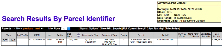 NYT building Lev Leviev Acris parcel