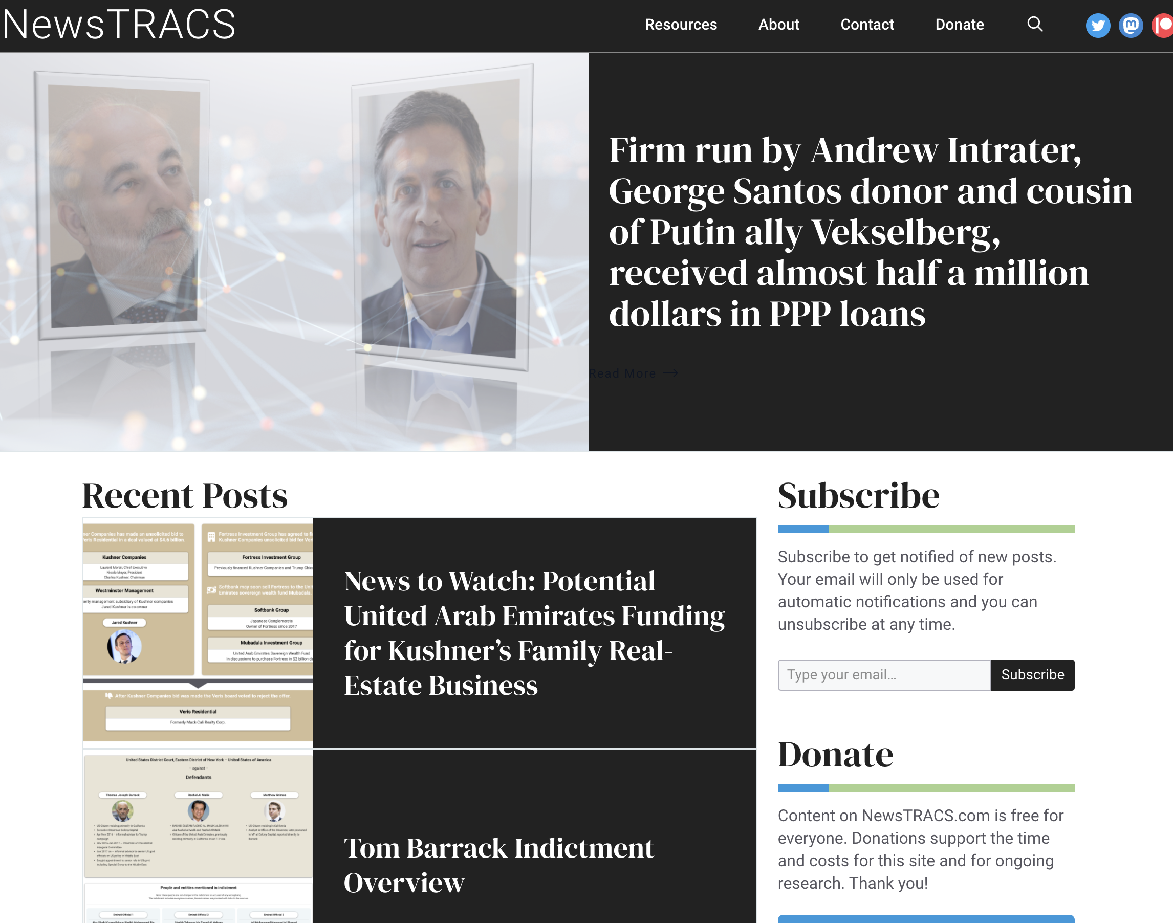 NewsTRACS website homepage